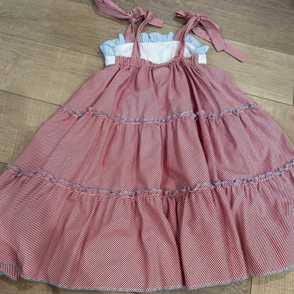 SHRIMP & GRITS KIDS GIRLS SIZE 6 DANDY LION DRESS RED WHITE